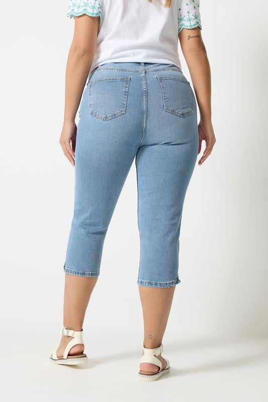 YOURS Plus Size Light Blue Capri AVA Jeans | Yours Clothing 2