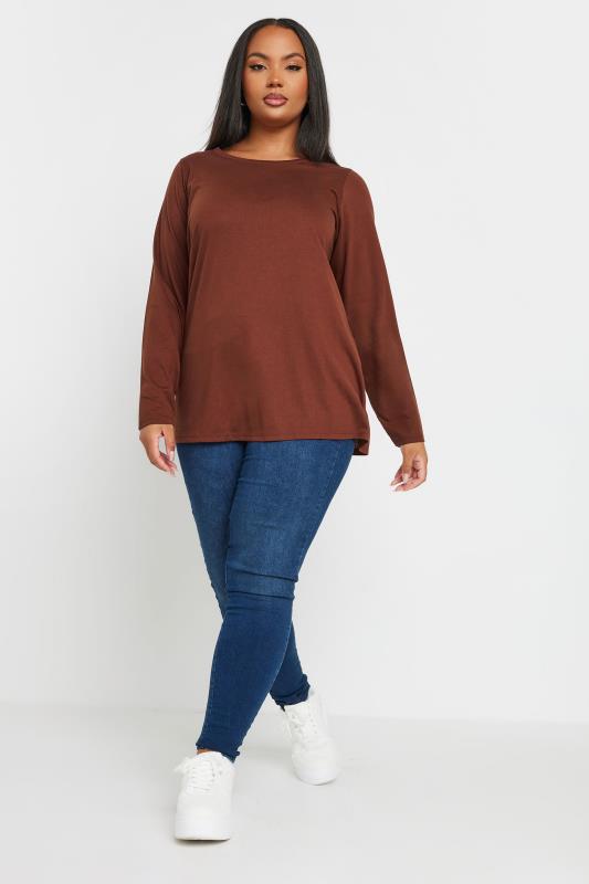 YOURS Plus Size 3 PACK Brown Long Sleeve T-Shirts | Yours Clothing  3