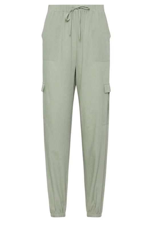 LTS Tall Sage Green Linen Cargo Trousers | Long Tall Sally 5