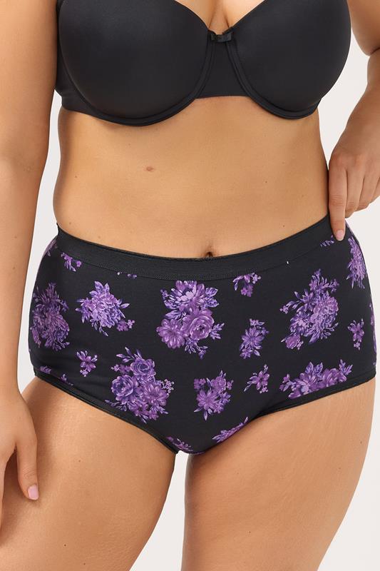 YOURSET 5 PACK Plus Size Purple Floral Full Briefs | Yours Clothing 2