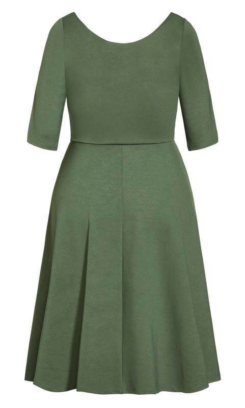 City Chic Khaki Green Notch Neck Midi Dress | Evans 4