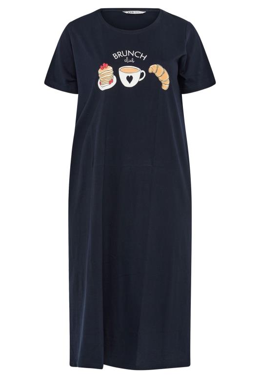 YOURS Curve Black 'Brunch Club' Slogan Nightdress 5