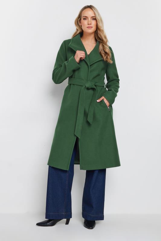 LTS Tall Dark Green Belted Wrap Formal Coat | Long Tall Sally 2