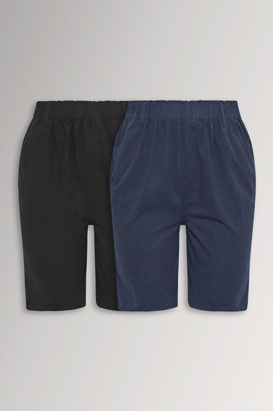  YOURSET 2 PACK Curve Black & Navy Blue Cool Cotton Shorts