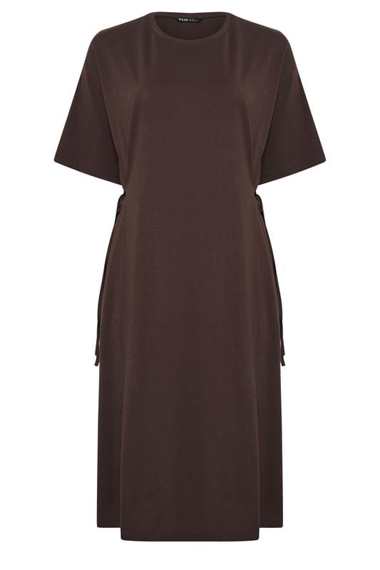 YOURS Plus Size Brown Front Tie Midi Dress | Yours Clothing 1