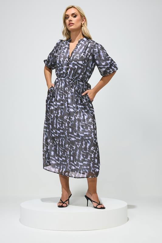  YOURS LONDON Curve Blue Abstract Animal Print Shirt Dress