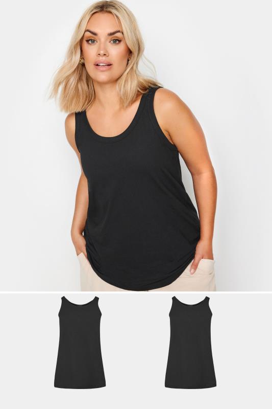 YOURS 2 PACK Curve Black Core Vest Tops 1