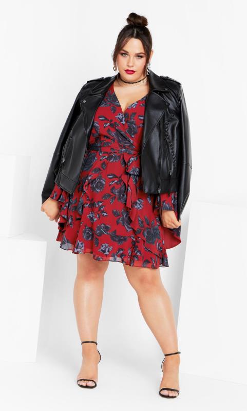 City Chic Red Rose Wrap Dress 5