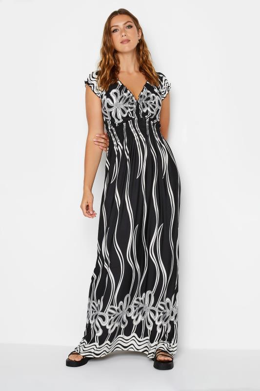 LTS Tall Black Monochrome Floral Maxi Dress | Long Tall Sally 1