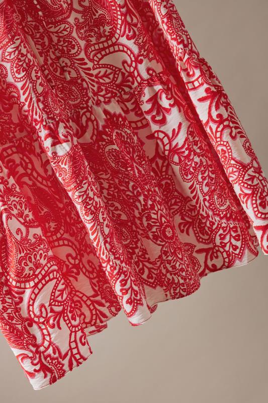 EVANS Plus Size Red Paisley Print Midi Shirt Dress | Evans 8