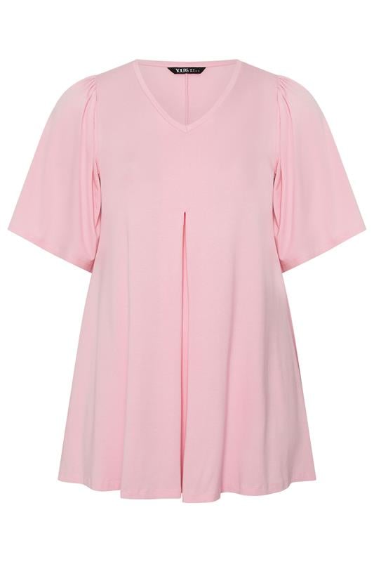 YOURS Plus Size Pink Pleated Front Swing Top | Yours Clothing 5
