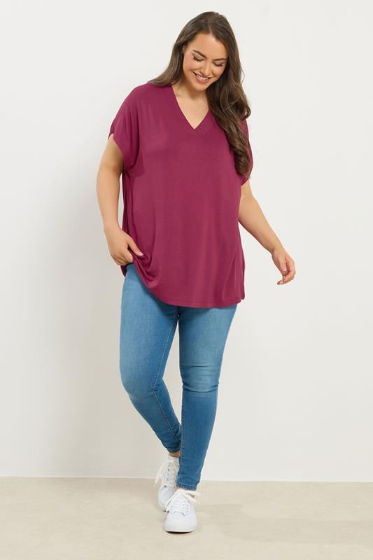 YOURS Plus Size Pink Grown-On Sleeve T-Shirt | Yours Clothing 1