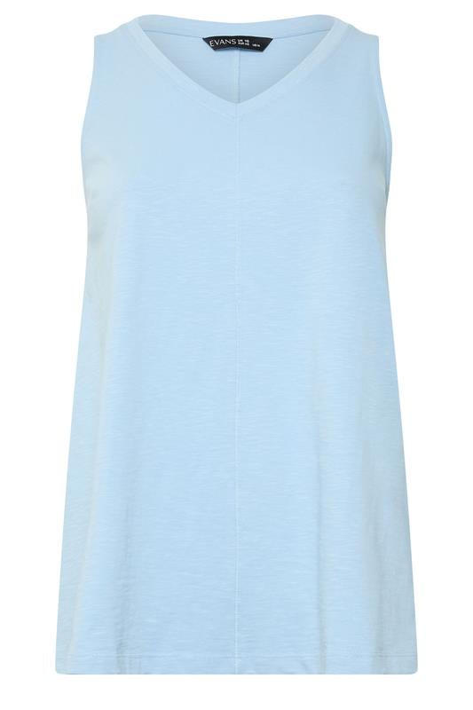 EVANS Curve Blue Premium Cotton Vest Top | Evans 1
