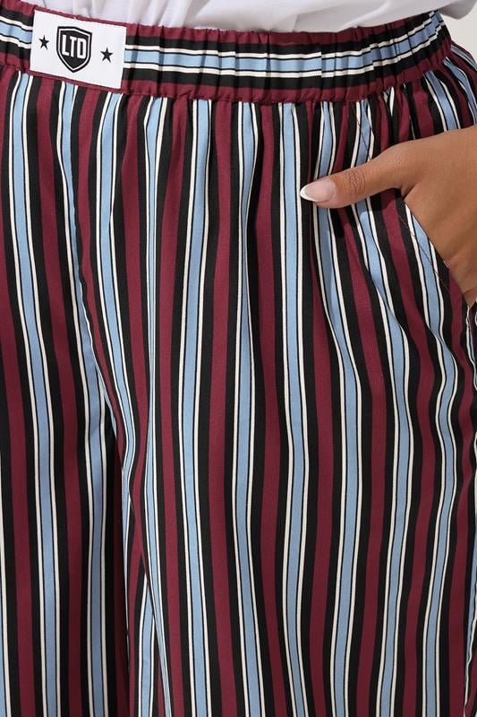 LIMITED COLLECTION Plus Size Blue Stripe Boxer Waist Trousers | Yours Clothing 4