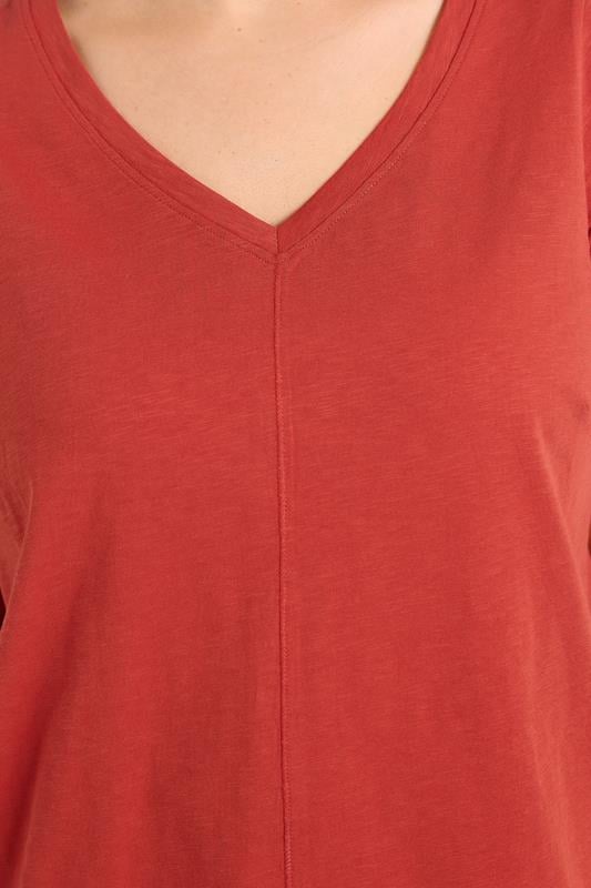 EVANS Plus Size Rust Orange V Neck Cotton T-Shirt | Evans 5