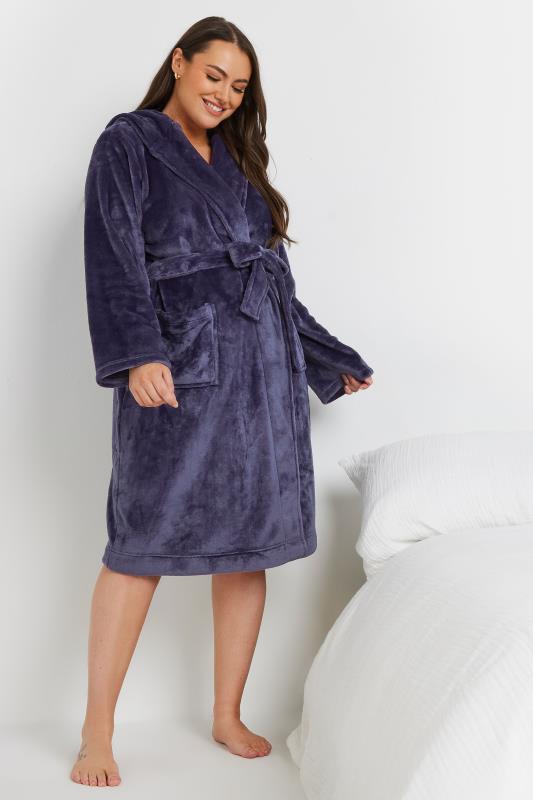 Plus Size  YOURS Curve Purple Hooded Dressing Gown