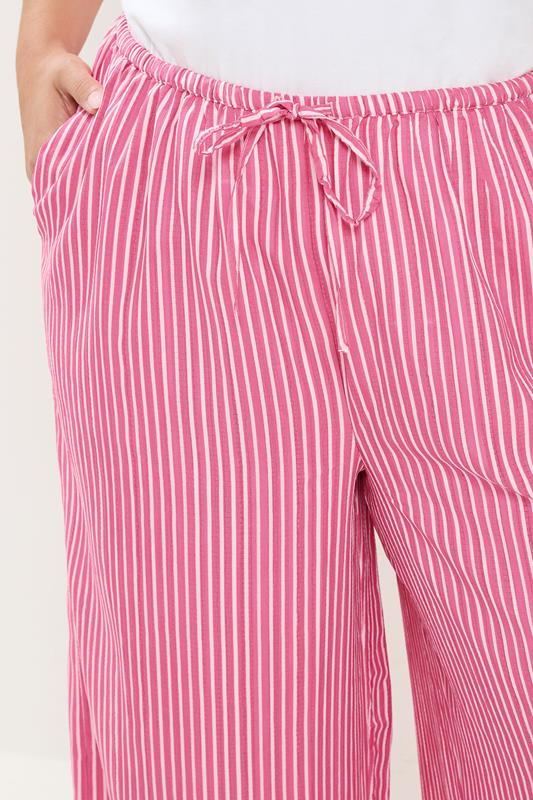 YOURS Plus Size Pink Striped Wide Leg Trousers | Yours Clothing 4