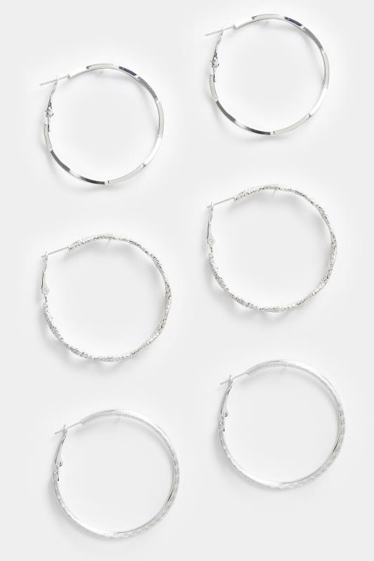 Silver Tone Wave Hoop Earring Set 3 Pack | Yours Clothing 2