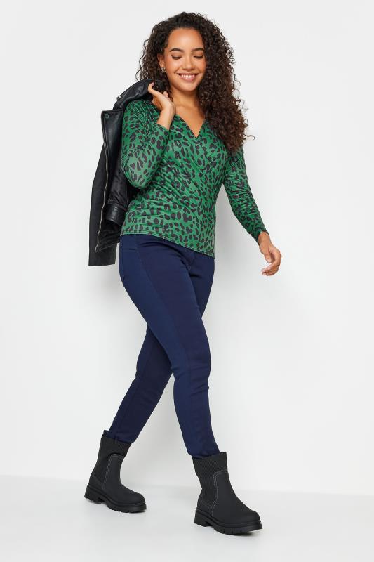 M&Co Green Leopard Print Wrap Top | M&Co 2