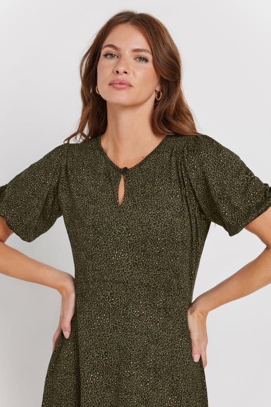 M&Co Khaki Green Animal Markings Keyhole Midi Dress | M&Co  4