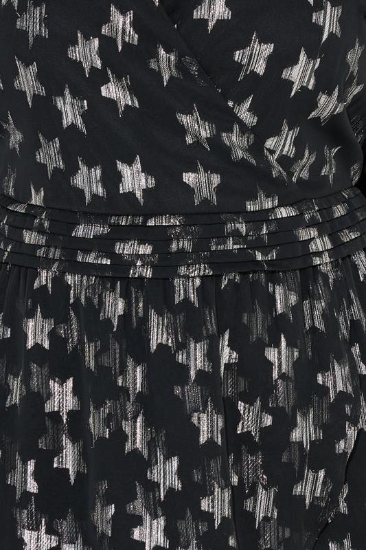 YOURS Plus Size Black Metallic Star Mini Dress | Yours Clothing 5