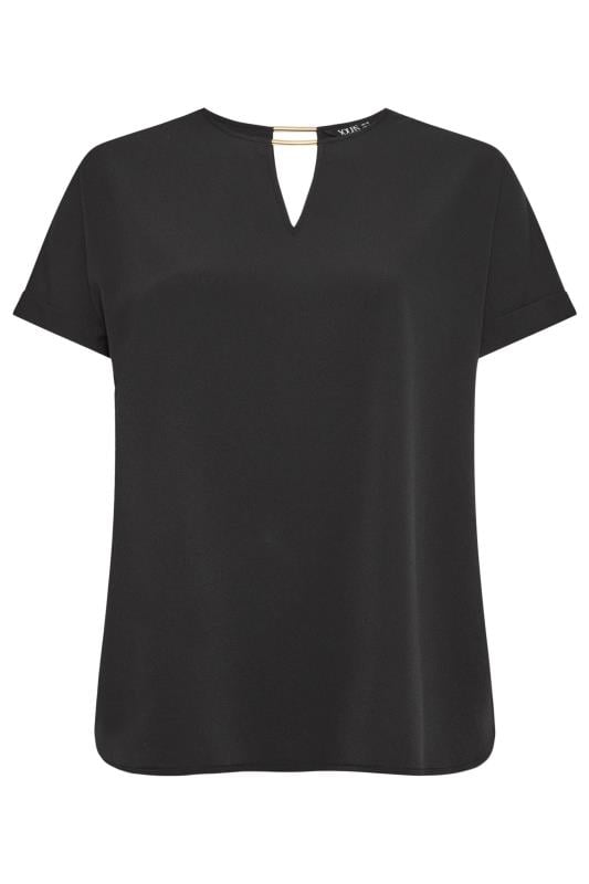 YOURS Plus Size Black Notch Neck Blouse | Yours Clothing 5