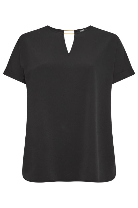 YOURS Plus Size Black Notch Neck Blouse | Yours Clothing 5