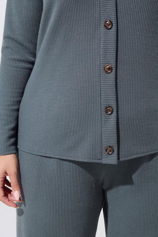 LIMITED COLLECTION Plus Size Grey Ribbed Button Cardigan | Yours Clothing 4
