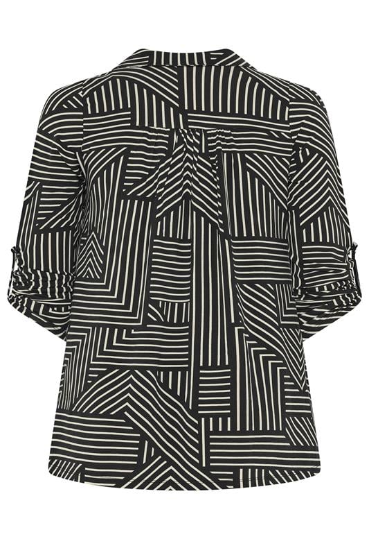 EVANS Plus Size Black Abstract Stipe Blouse | Evans 2