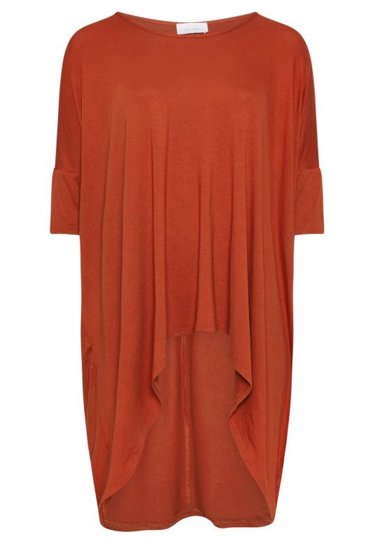 YOURS LONDON Plus Size Brown Dipped Hem Longline Tunic | Yours Clothing 6