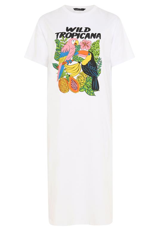 LIMITED COLLECTION Plus Size White Tropical T-Shirt Dress | Yours Clothing 5