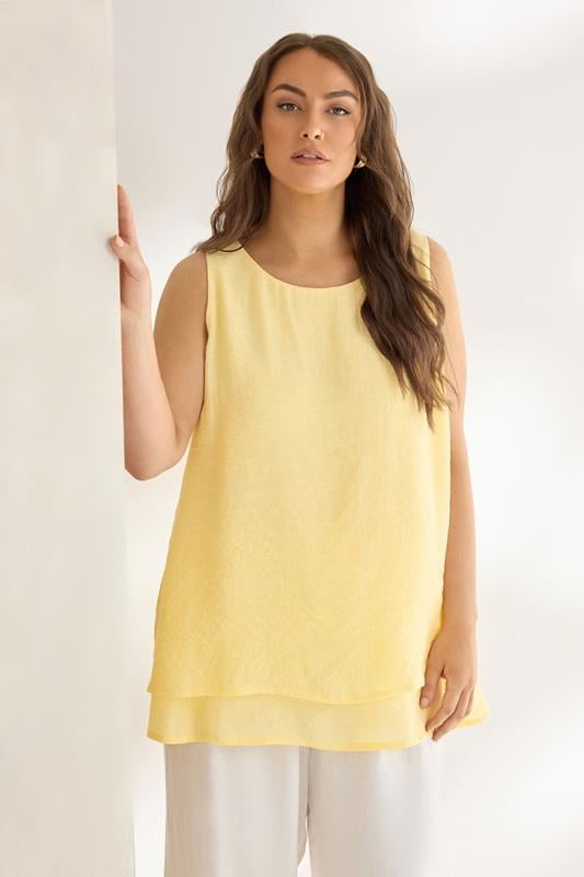 EVANS Curve Yellow Double Layer Vest Top