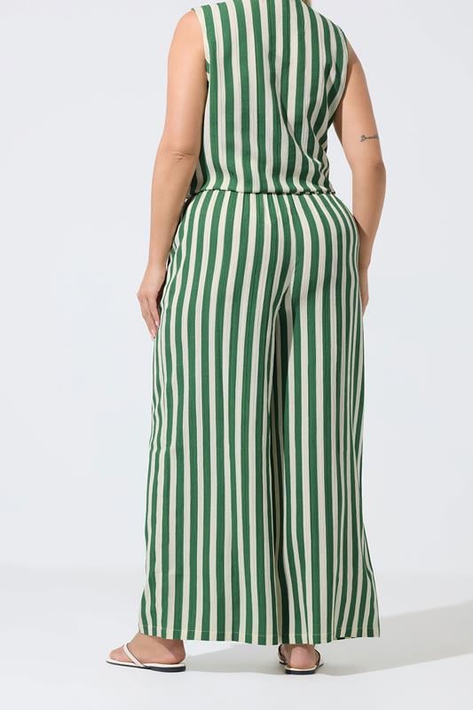 LIMITED COLLECTION Plus Size Green & White Stripe Trousers | Yours Clothing  2