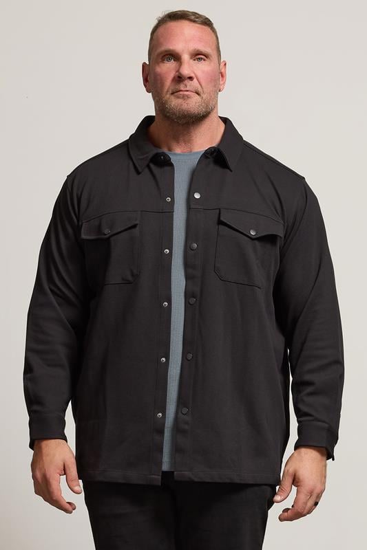 BadRhino Big & Tall Black Textured Jersey Shacket