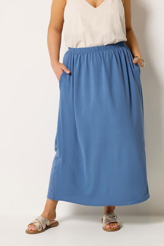 YOURS Curve Navy Blue Midi Skirt