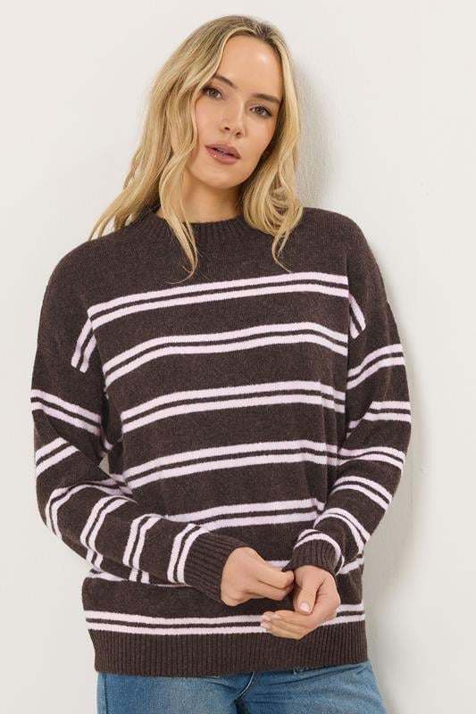  LTS Tall Chocolate Brown & Pink Stripe Jumper