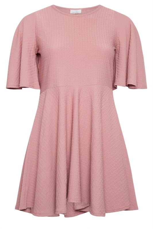 YOURS LONDON Plus Size Pink Angel Sleeve Jacquard Top | Yours Clothing 5