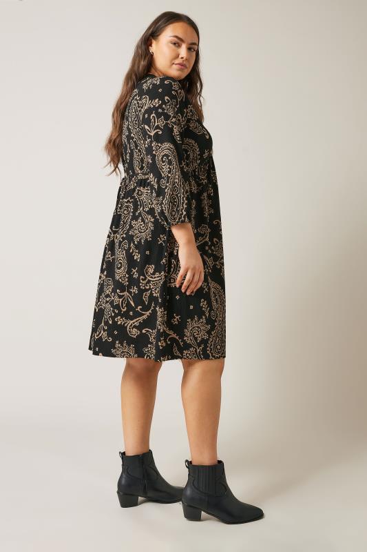 EVANS Plus Size Black Paisley Print Crepe Midi Dress | Evans 3