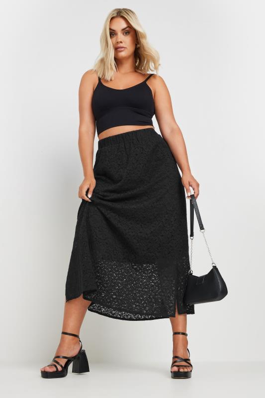 LIMITED COLLECTION Plus Size Black Lace Maxi Skirt | Yours Clothing 4