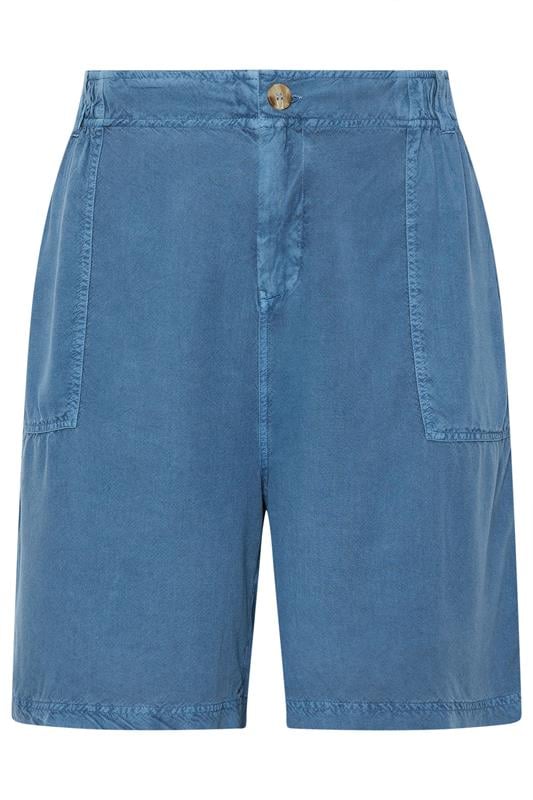 YOURS Plus Size Mid Blue Chambray Pull On Shorts | Yours Clothing 5