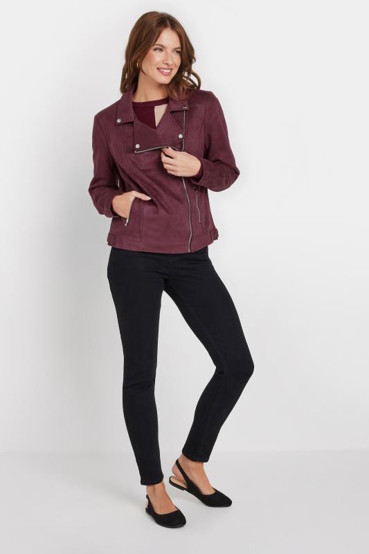 M&Co Berry Purple Faux Suede Biker Jacket | M&Co 2