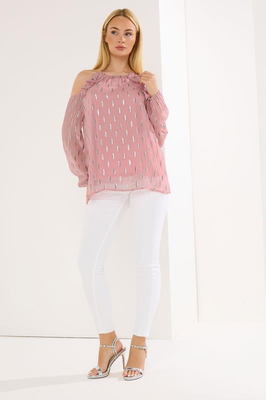 STAR Pink Metallic Cold Shoulder Top | StarByJM 2
