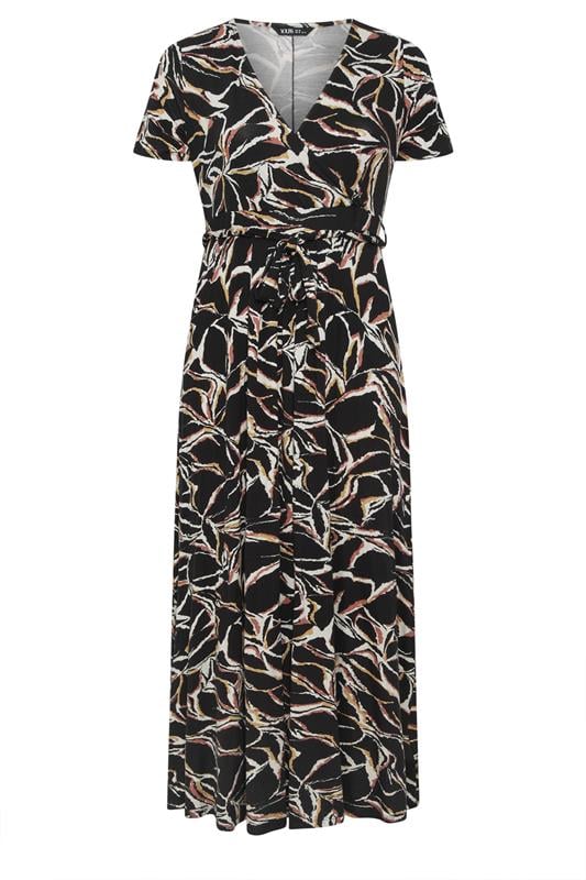 YOURS Curve Black Abstract Wrap Maxi Dress