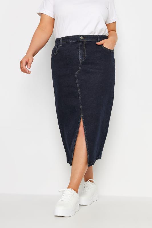YOURS Plus Size Indigo Blue Stretch Denim Midaxi Skirt | Yours Clothing 3