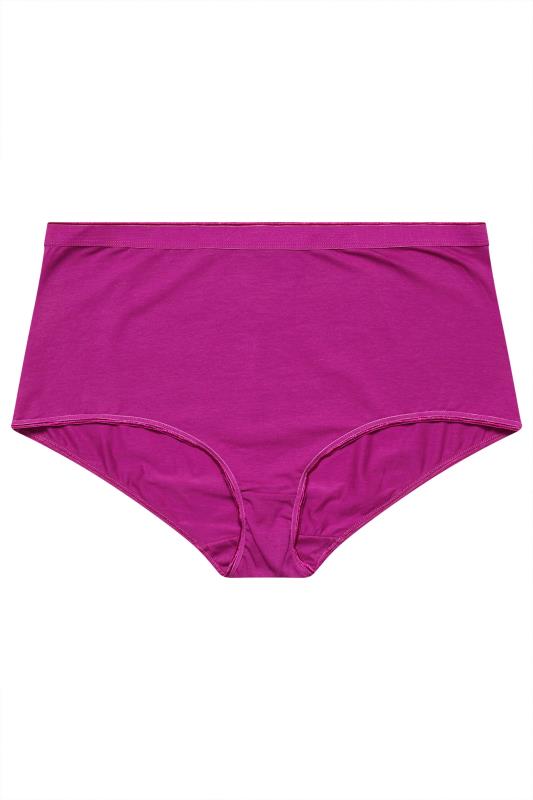 YOURS 5 PACK Plus Size Pink & Black Stretch Cotton Full Briefs | Yours Clothing  6