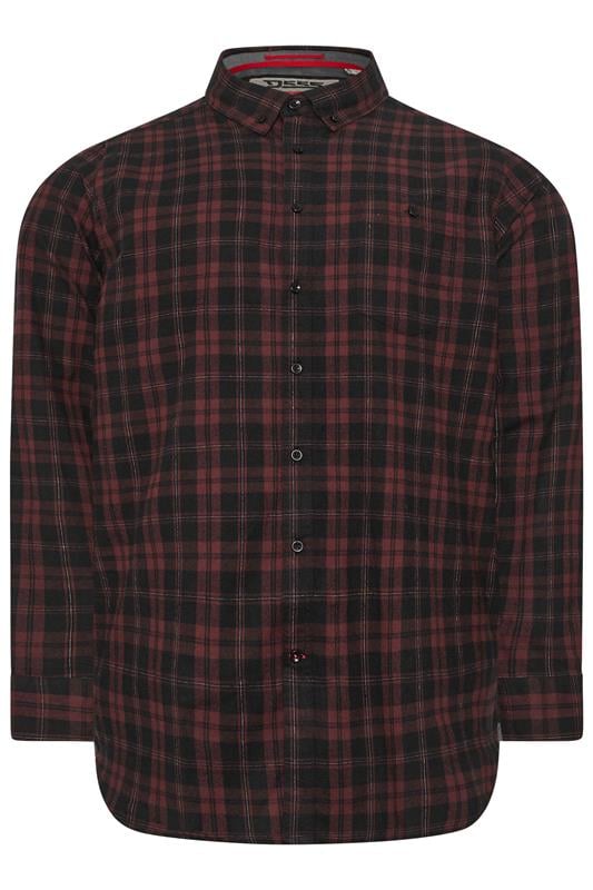D555 Big & Tall Burgundy Red Check Shirt | BadRhino 2