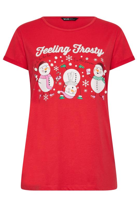 YOURS Plus Size Red 'Feeling Frosty' Slogan T-Shirt | Yours Clothing  6