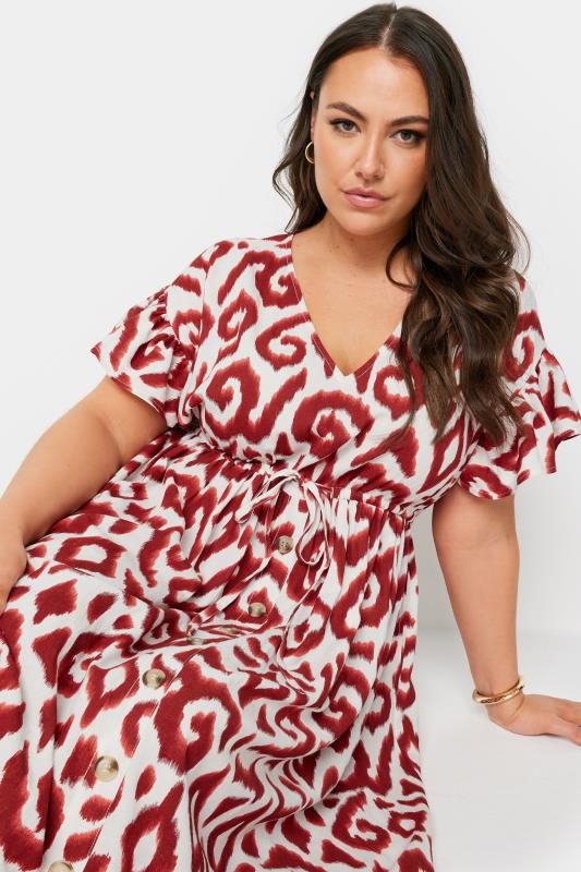 YOURS Plus Size Rust Orange Ikat Print Maxi Dress | Yours Clothing 2