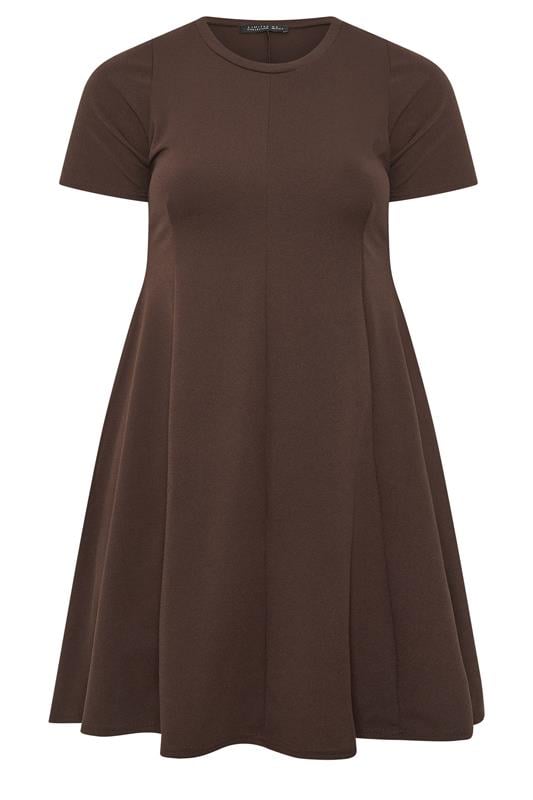 LIMITED COLLECTION Curve Chocolate Brown Skater Dress | Yours Clothing 5