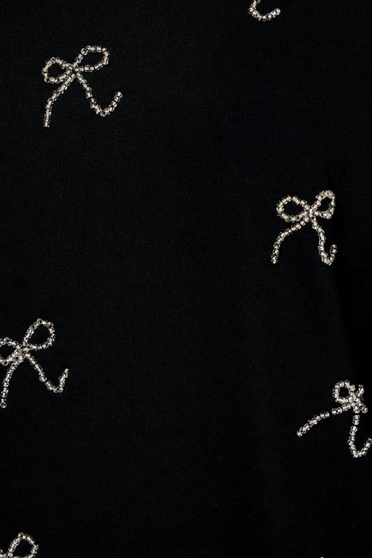 YOURS Plus Size Black Bow Front Sweatshirt | Yours Clothing 4